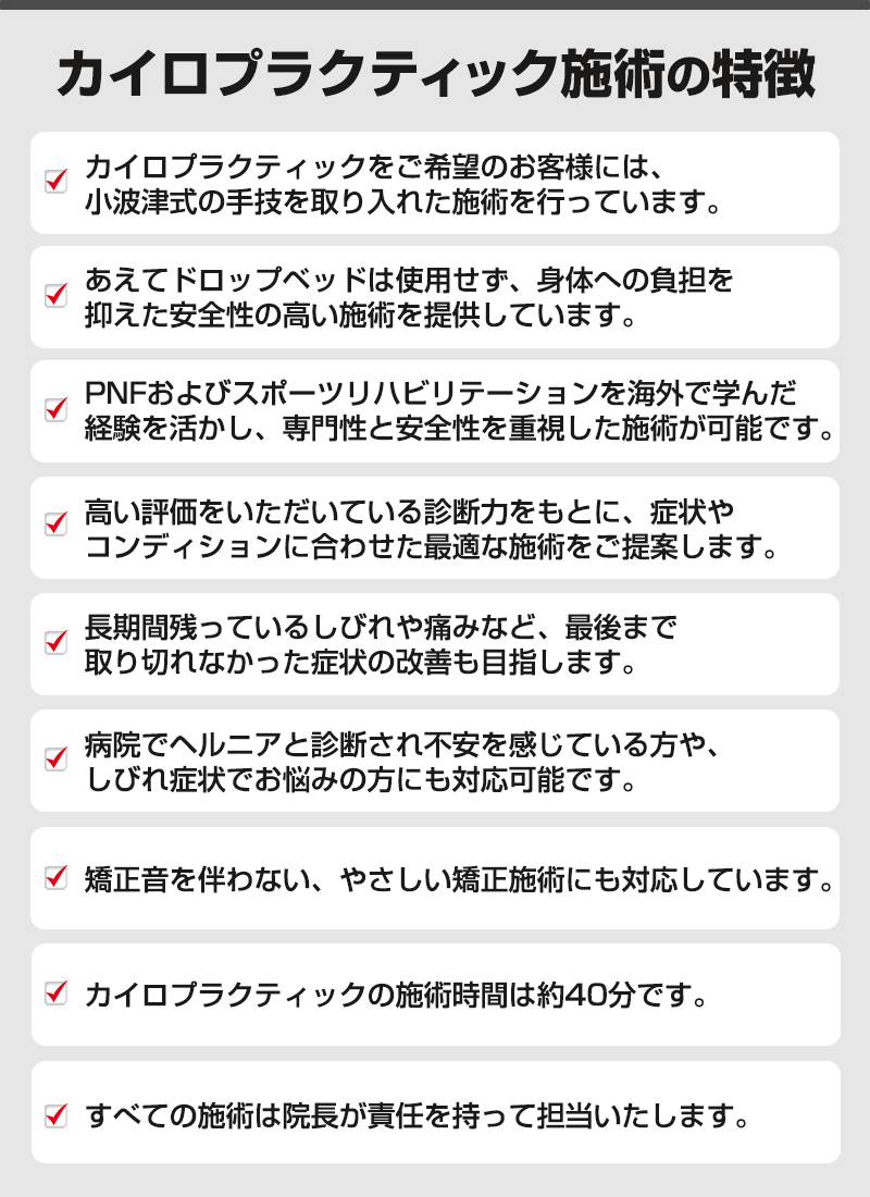カイロプラクティック施術の特徴